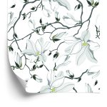 Behang Witte Magnolia's