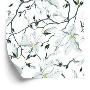 Behang Witte Magnolia's