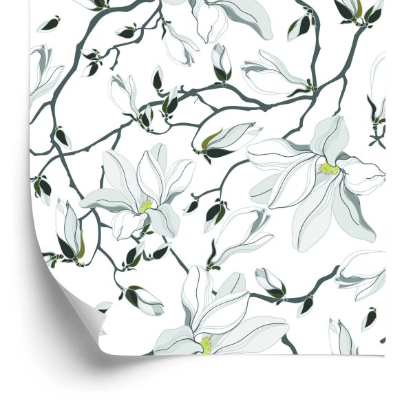 Behang Witte Magnolia's