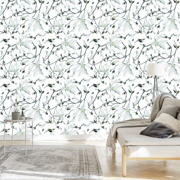 Behang Witte Magnolia's - Afbeelding 3