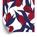 Behang Geschilderde Rode Tulpen