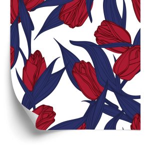 Behang Geschilderde Rode Tulpen