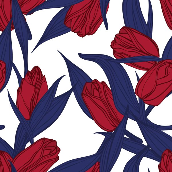 Behang Geschilderde Rode Tulpen - Afbeelding 2