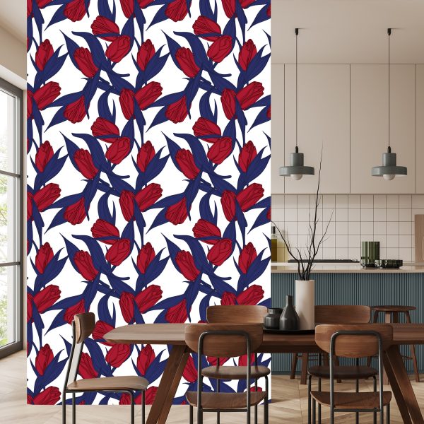 Behang Geschilderde Rode Tulpen - Afbeelding 4