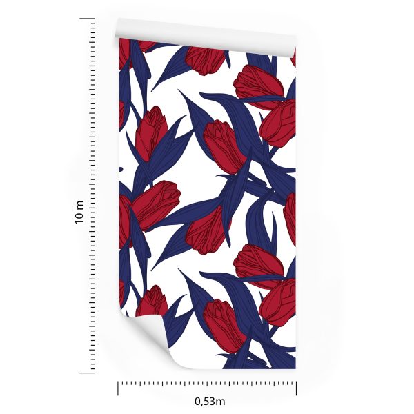 Behang Geschilderde Rode Tulpen - Afbeelding 8