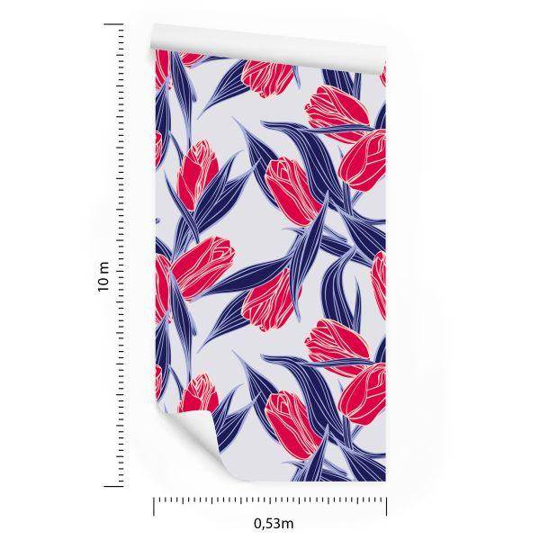 Behang Geschilderde Tulpenboeketten - Afbeelding 8