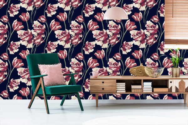 Behang Rode En Witte Tulpen - Afbeelding 6