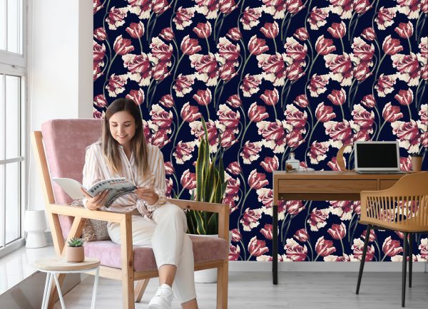 Behang Rode En Witte Tulpen - Afbeelding 7