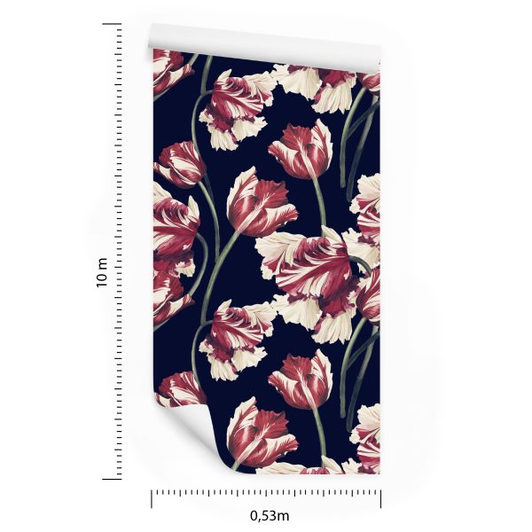 Behang Rode En Witte Tulpen - Afbeelding 8