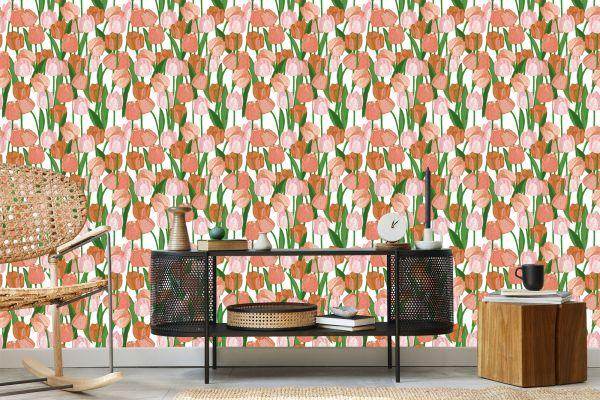 Behang Lentetulpen In Vintage Stijl - Afbeelding 5