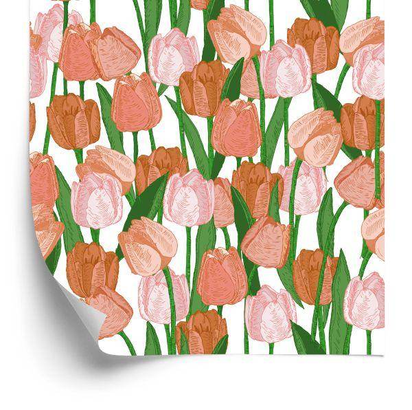 Behang Lentetulpen In Vintage Stijl