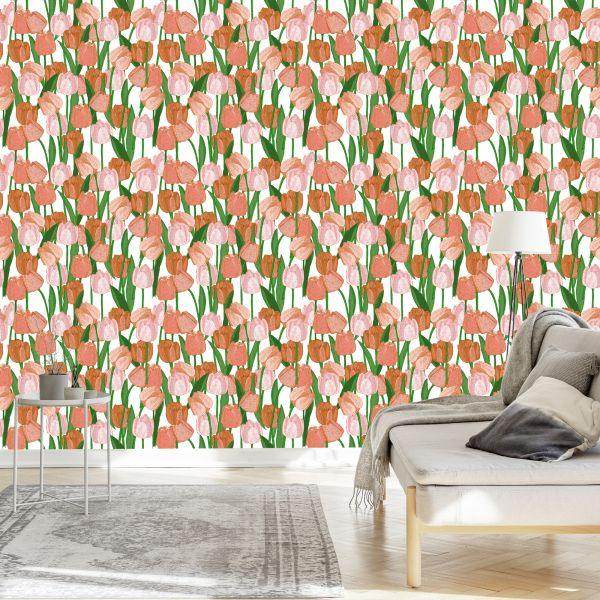 Behang Lentetulpen In Vintage Stijl - Afbeelding 3