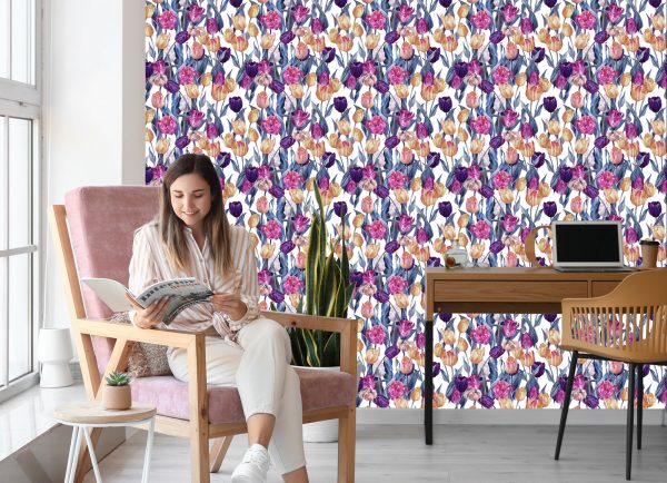 Behang Kleurrijk Geschilderde Tulpen - Afbeelding 7