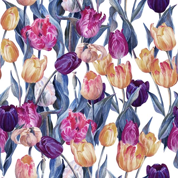 Behang Kleurrijk Geschilderde Tulpen - Afbeelding 2