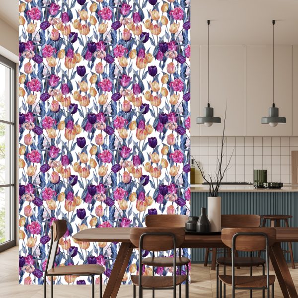 Behang Kleurrijk Geschilderde Tulpen - Afbeelding 4