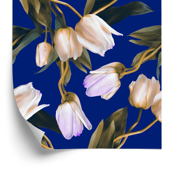 Behang Geschilderde Lentetulpen