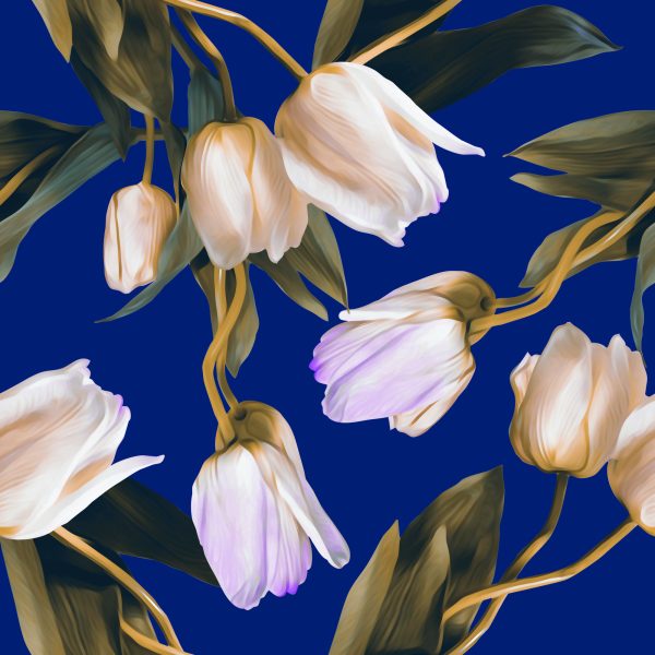 Behang Geschilderde Lentetulpen - Afbeelding 2