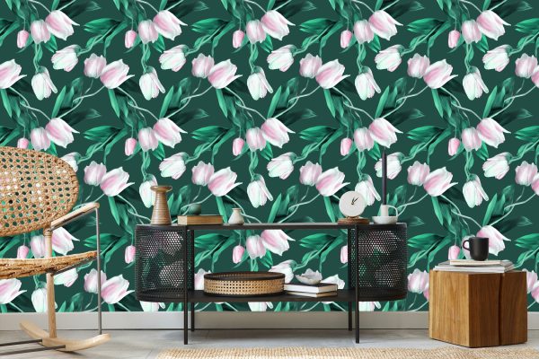 Behang Geschilderd Tulpenboeket - Afbeelding 5