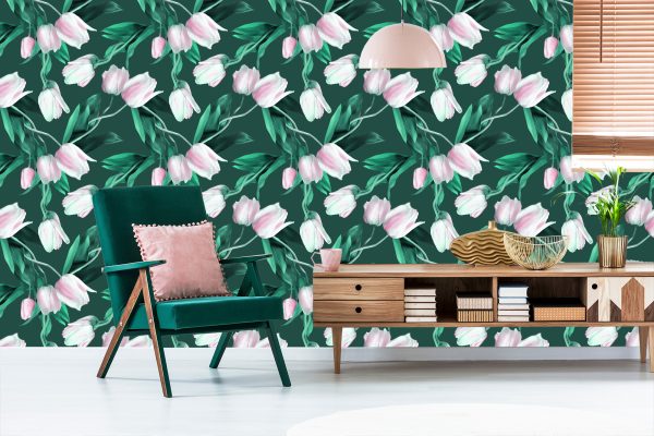 Behang Geschilderd Tulpenboeket - Afbeelding 6