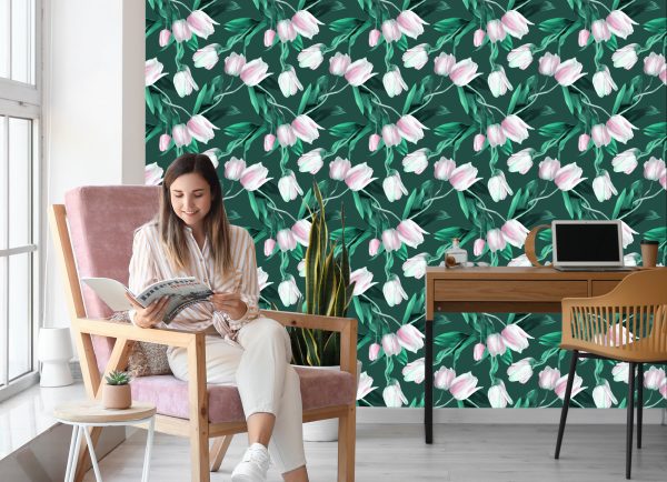 Behang Geschilderd Tulpenboeket - Afbeelding 7
