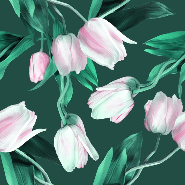 Behang Geschilderd Tulpenboeket - Afbeelding 2