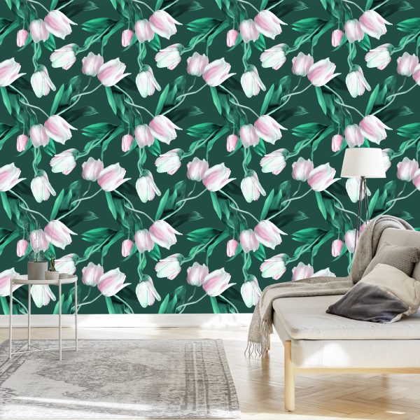 Behang Geschilderd Tulpenboeket - Afbeelding 3