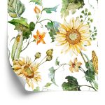 Behang Op Gang Zonnebloem Maïsbladeren 3D