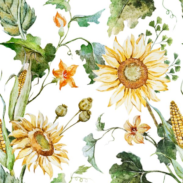 Behang Op Gang Zonnebloem Maïsbladeren 3D - Afbeelding 2