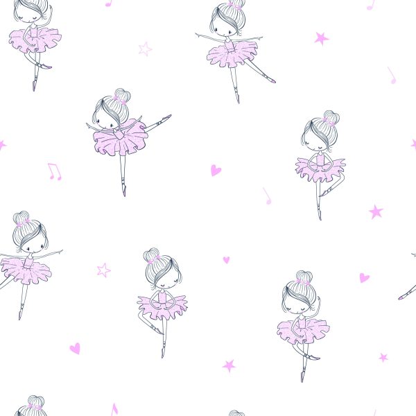 Behang Voor Meisjes, Ballerina's, Hartjes, Sterren - Afbeelding 2