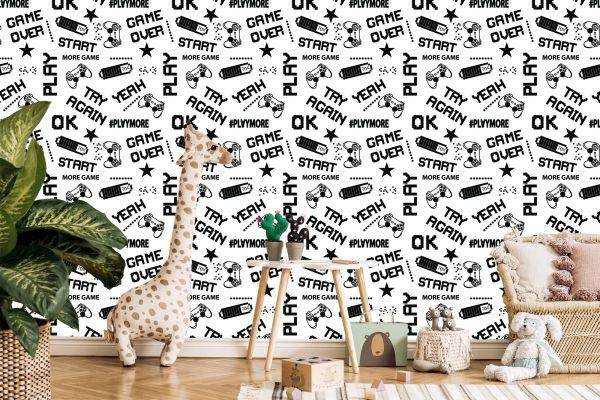 Behang Jeugdige Zwart-Wit Gepixelde 3D-Ondertitels - Afbeelding 5