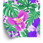 Behang Exotische Bloemen En Bladeren