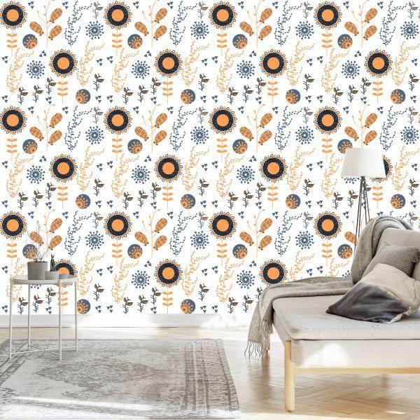 Behang Minimalistische Zonnebloemen - Afbeelding 3