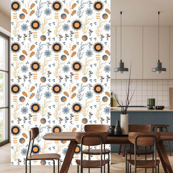 Behang Minimalistische Zonnebloemen - Afbeelding 4