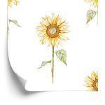 Behang Vintage Geschilderde Zonnebloemen