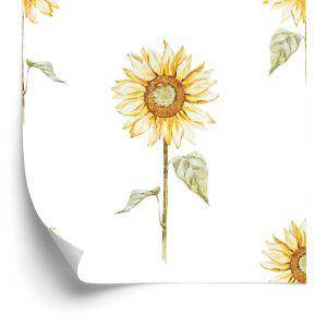 Behang Vintage Geschilderde Zonnebloemen