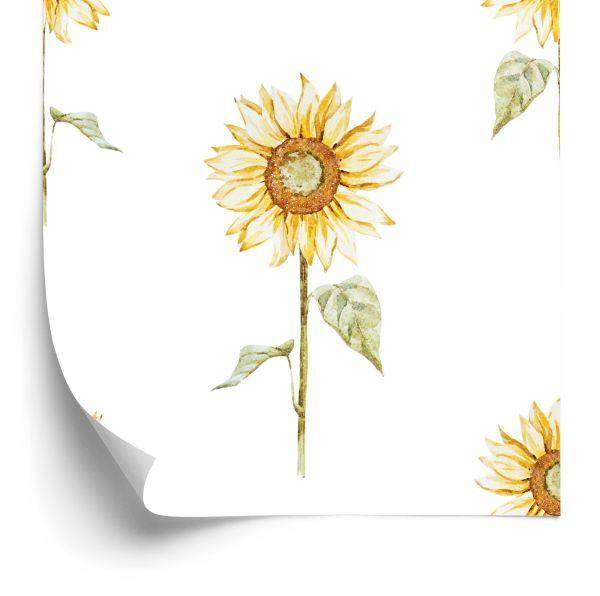 Behang Vintage Geschilderde Zonnebloemen