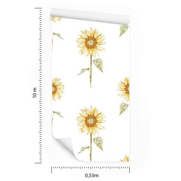 Behang Vintage Geschilderde Zonnebloemen - Afbeelding 8