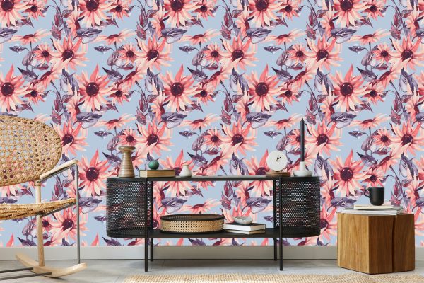 Behang Roze Zonnebloembloemen - Afbeelding 5