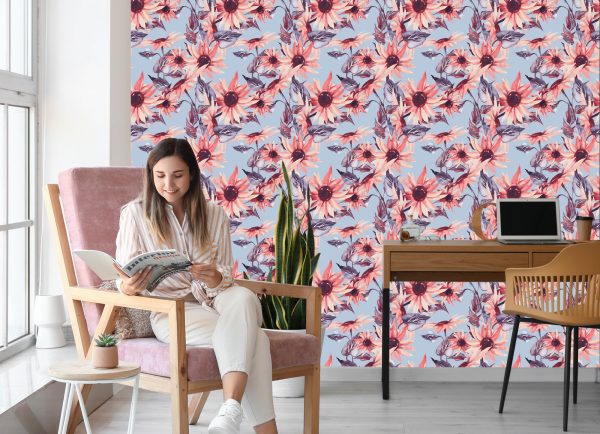 Behang Roze Zonnebloembloemen - Afbeelding 7