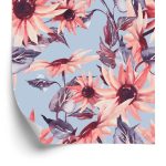 Behang Roze Zonnebloembloemen