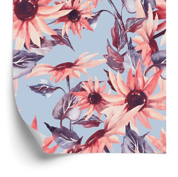 Behang Roze Zonnebloembloemen