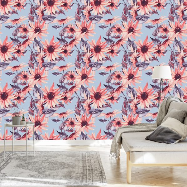 Behang Roze Zonnebloembloemen - Afbeelding 3