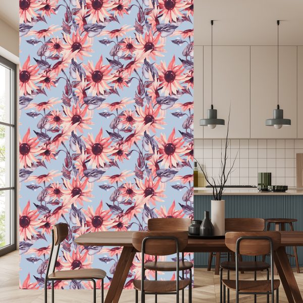 Behang Roze Zonnebloembloemen - Afbeelding 4