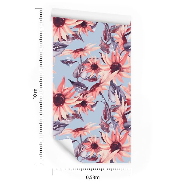 Behang Roze Zonnebloembloemen - Afbeelding 8