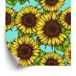 Behang Retro Zonnebloem Boeket