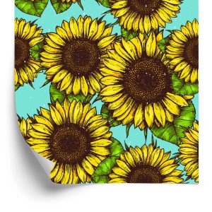 Behang Retro Zonnebloem Boeket
