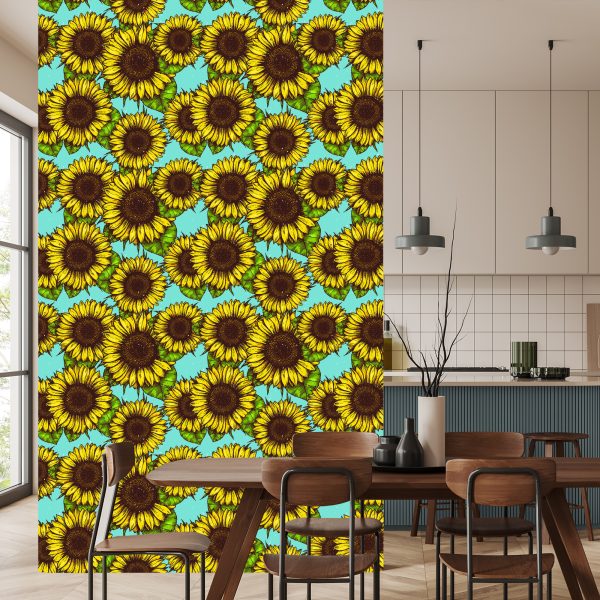 Behang Retro Zonnebloem Boeket - Afbeelding 4