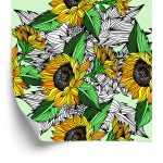 Behang Zonnebloemen Met Planten