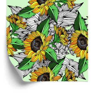 Behang Zonnebloemen Met Planten