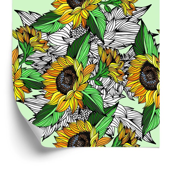 Behang Zonnebloemen Met Planten